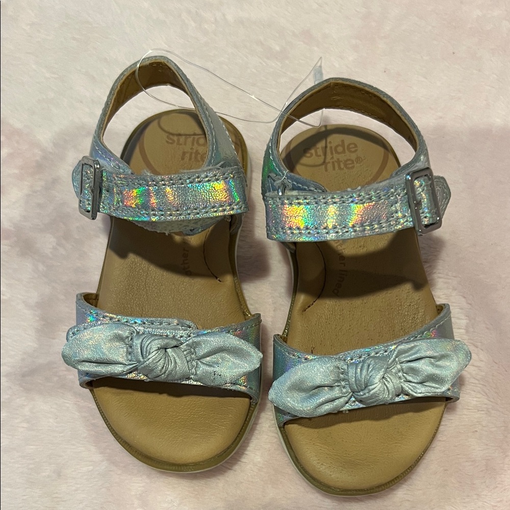 Stride Rite Iridescent  Bow Toddler Sandals